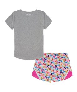 Under Armour Girls-Toddler Girls’ UA Multicolor 3D Logo Woven Microfiber Shorts Set-underarmor 2