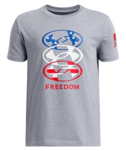 Under Armour Boys-Boys’ UA Freedom Stacked Logo Short Sleeve-under armour near me