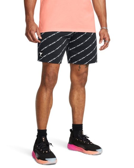 Under Armour Shorts-Men's Project Rock Icon Fleece Printed Badge Of Honor Shorts-under amour