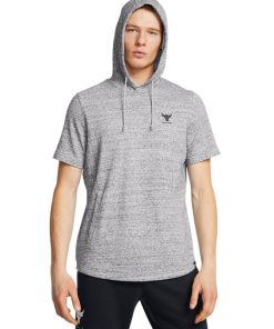 Under Armour Shirts & Tops-Men’s Project Rock Terry Short Sleeve Hoodie-under armour near me