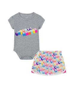 Under Armour Girls-Newborn Girls’ UA Multicolor 3D Logo Woven Microfiber Shorts Set-under armour outlet