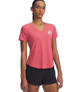 Under Armour Women’s-Women’s UA Breezy Jersey Collegiate V-Neck T-Shirt-under armor outlet