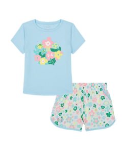 Under Armour Girls-Little Girls’ UA Floral Logo Woven Microfiber Shorts Set-under armour outlet