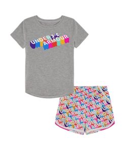 Under Armour Girls-Toddler Girls’ UA Multicolor 3D Logo Woven Microfiber Shorts Set-underarmor