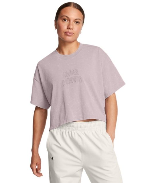 Under Armour Shirts & Tops-Women's UA Varsity Crop Heavyweight Short Sleeve-under armour near me