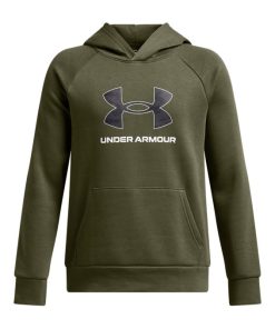 Under Armour Boys-Boys’ UA Rival Fleece Big Logo Print Fill Hoodie-under armour near me