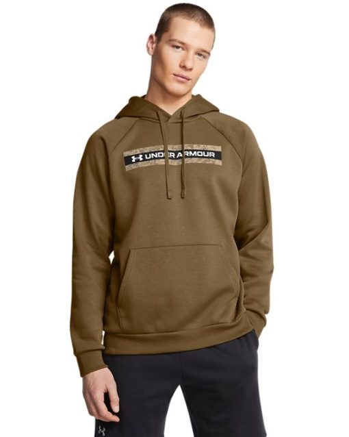 Under Armour Shirts & Tops-Men's UA Rival Fleece Camo Chest Stripe Hoodie-under armour near me